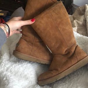 Leather tall brown uggs